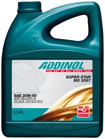 ADDINOL SUPER STAR MX 2057 - масло класса SAE 20W-50, изготовлено на основе высококачественных рафинатов минеральных масел